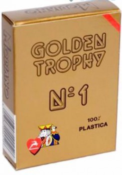 Карты для покера Golden Trophy 100% пластик, Италия, красная рубашка